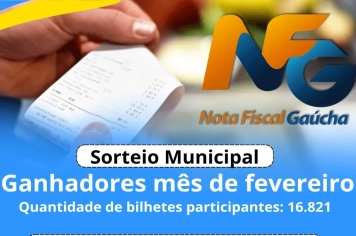 Sorteio Nota Fiscal Gaúcha – Mês de Fevereiro 
