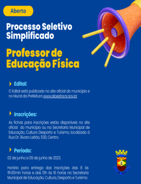 Processo Seletivo Simplificado para Professor de Educação Física