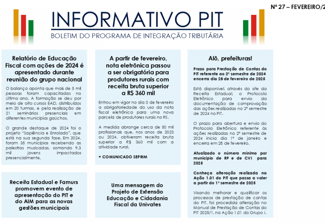 Informativo PIT Nº 27 - Fevereiro/2025