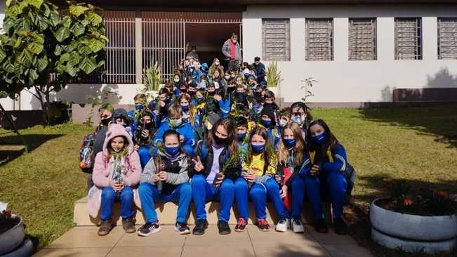 Alunos recebem mudas de árvores frutíferas e nativas 