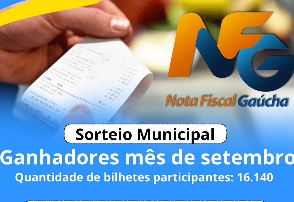 Sorteio Nota Fiscal Gaúcha – Mês de Setembro 