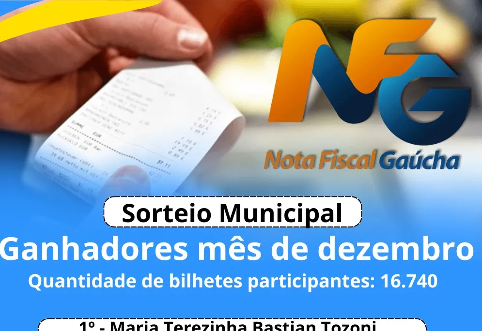 Sorteio Nota Fiscal Gaúcha – Mês de Dezembro